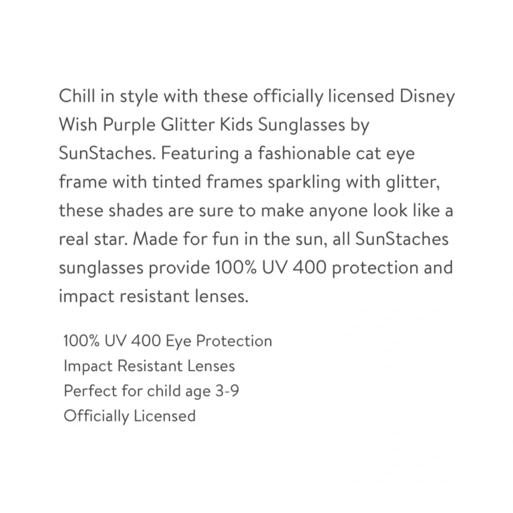 Disney Wish Asha Of Roses Purple Glitter Sunglasses